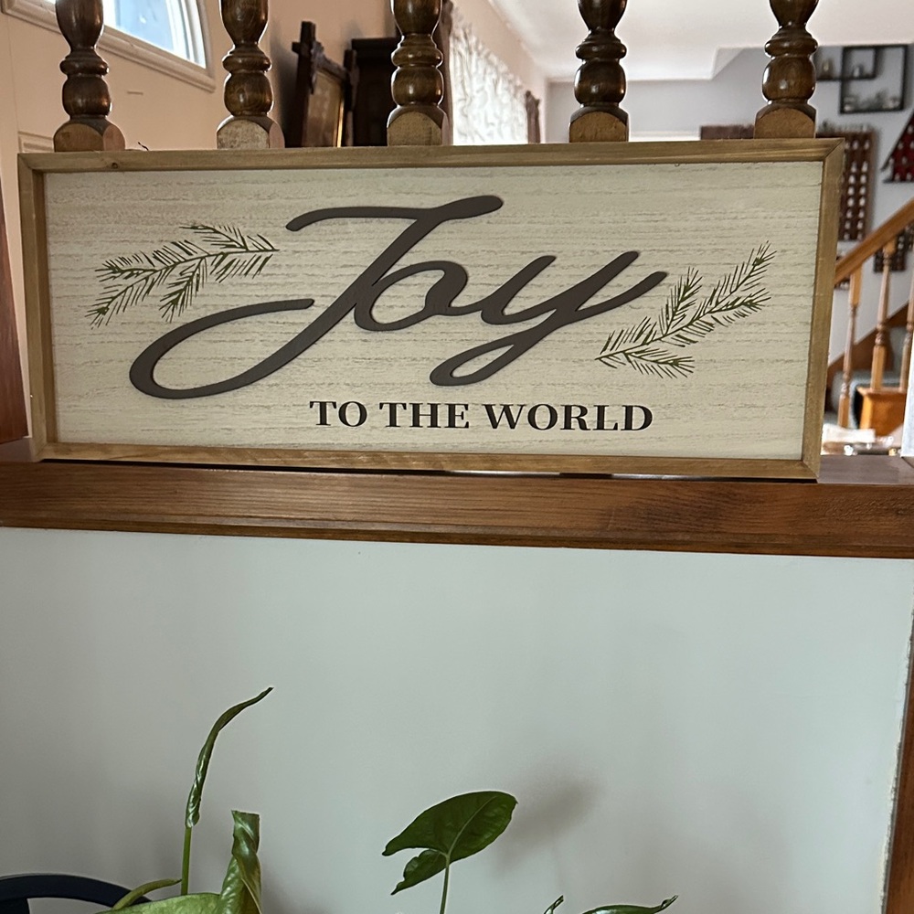 Ashland Joy To The World Framed Sign in Cream, Brown, Green